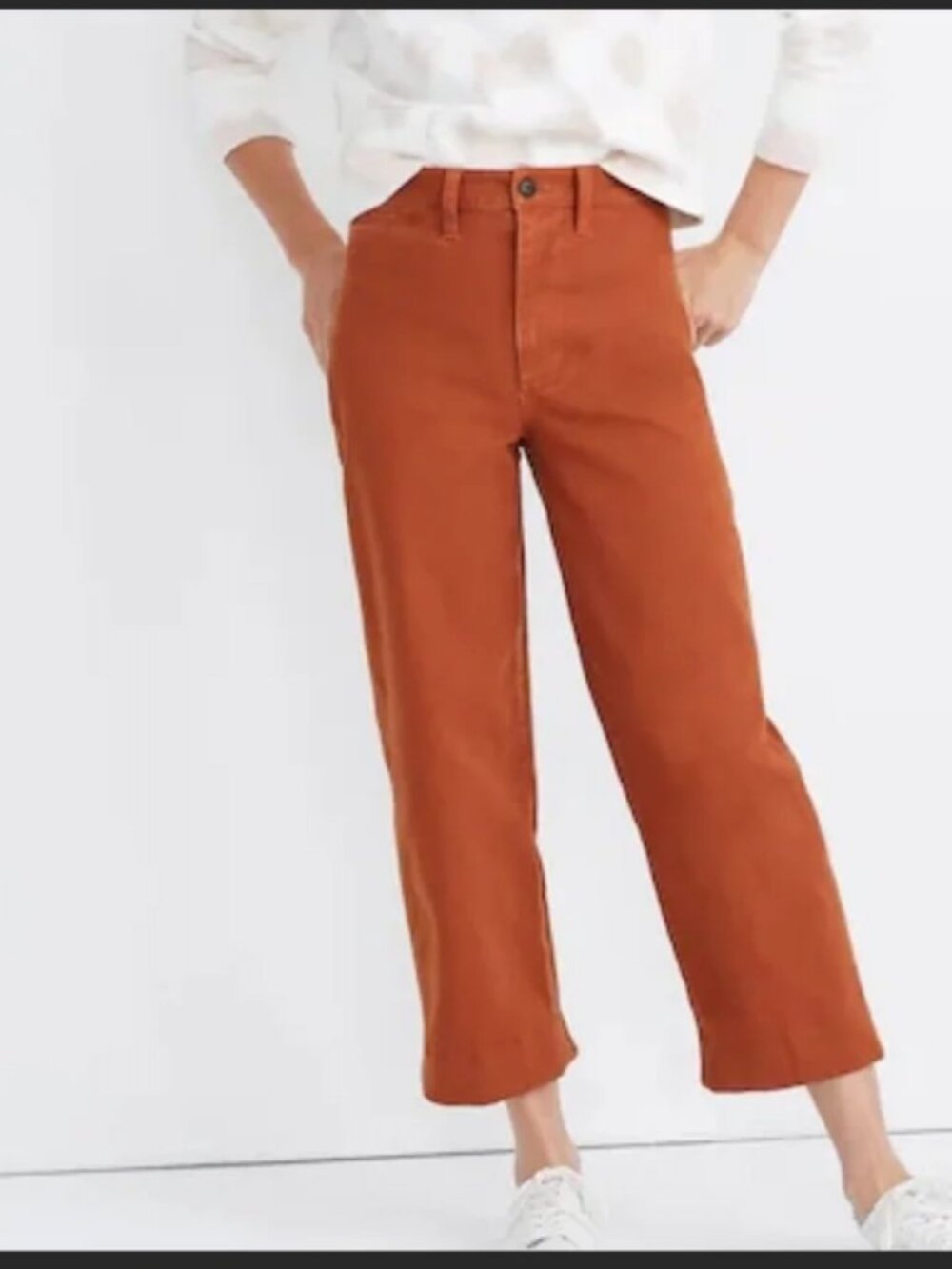 Madewell Slim Emmett Wide Leg Cropped Jean Pants in Rust